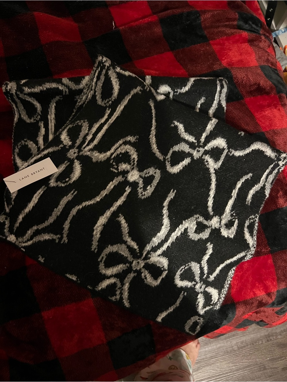 Lane Bryant Black and White Bow-Print Scarf